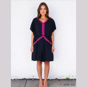 Women's MSK Dress, Size 12, Navy & Fuchsia